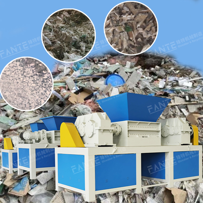 CE Certified Industrial Grade Two Shaft Shredder for Municipal Solid Waste Commercial Waste Hospital Waste